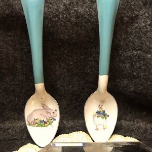 Vintage Hand painted metal spoons